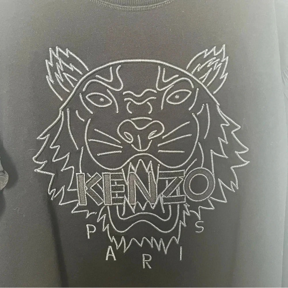 KENZO Black Crewneck with Logo Embroidery - Size S; Like New - Picture 4 of 10
